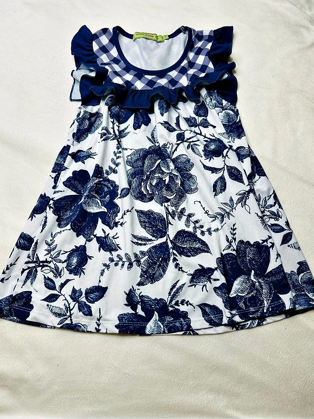 Millie Loves Lily blue floral print dress with ruffles size 8